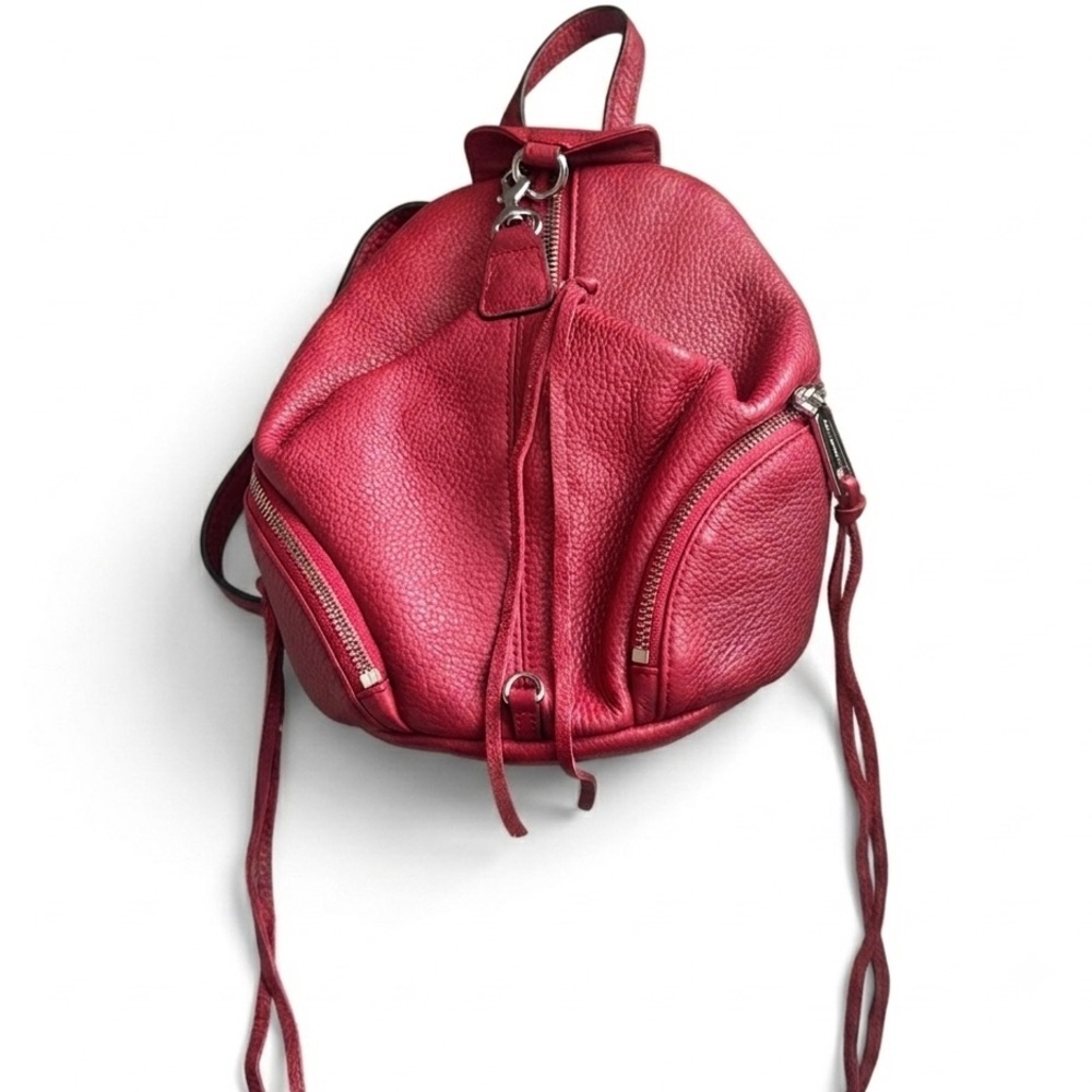 Rebecca Minkoff Red Pebbled Leather Julian Backpack - Silver Hardware
